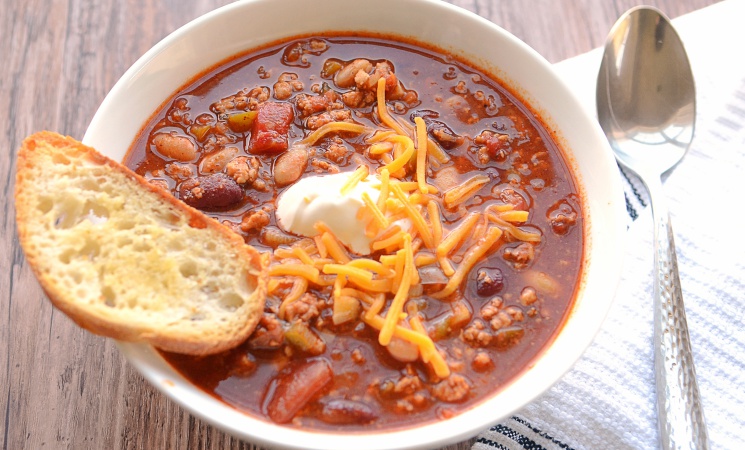 Award winning chili in a bowl.